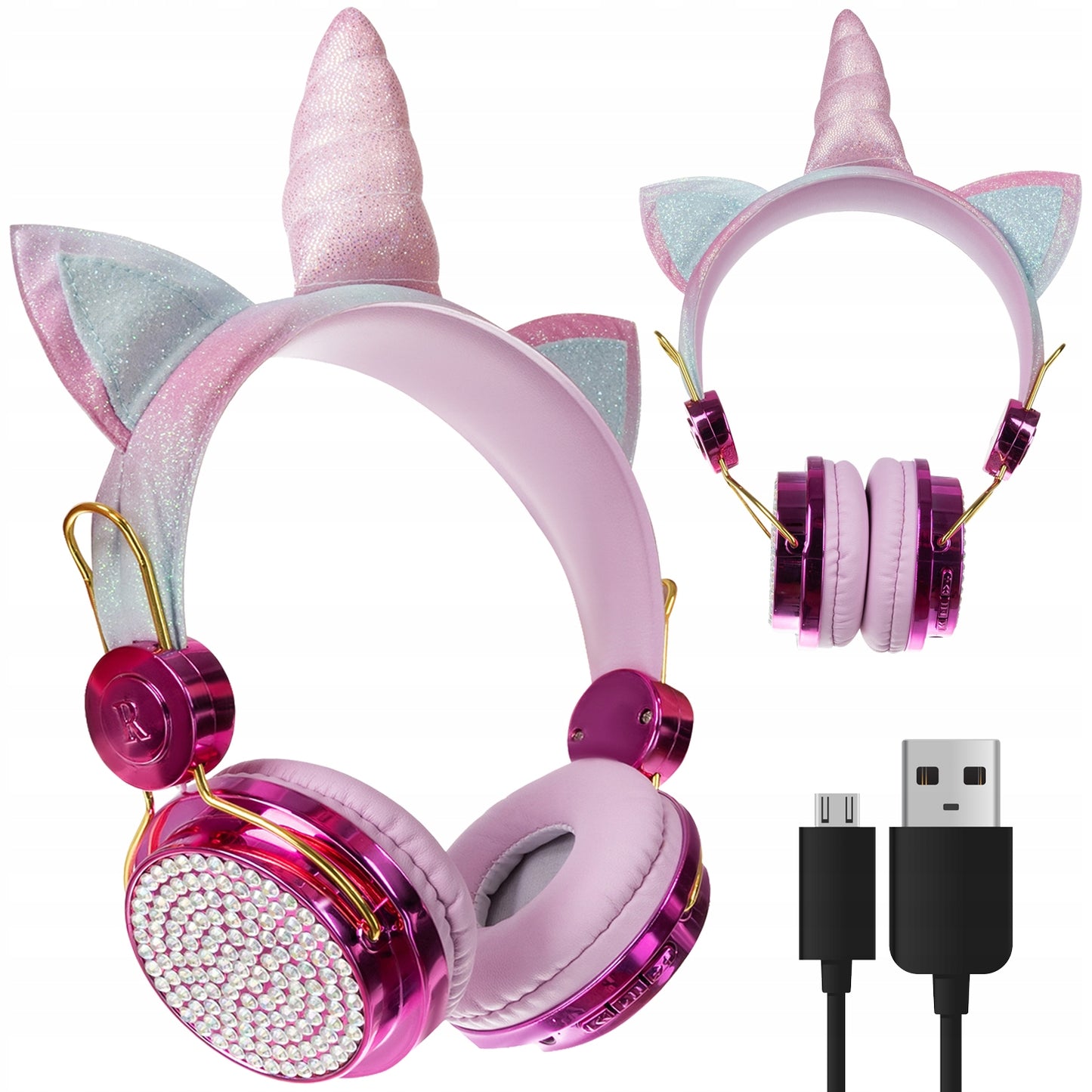 Casti Wireless idealStore UnicornMod, conexiune Bluetooth, Microfon incorporat, Panou de Control, Sunet Clar, Stereo, Dimensiuni Reglabile, Multicolor