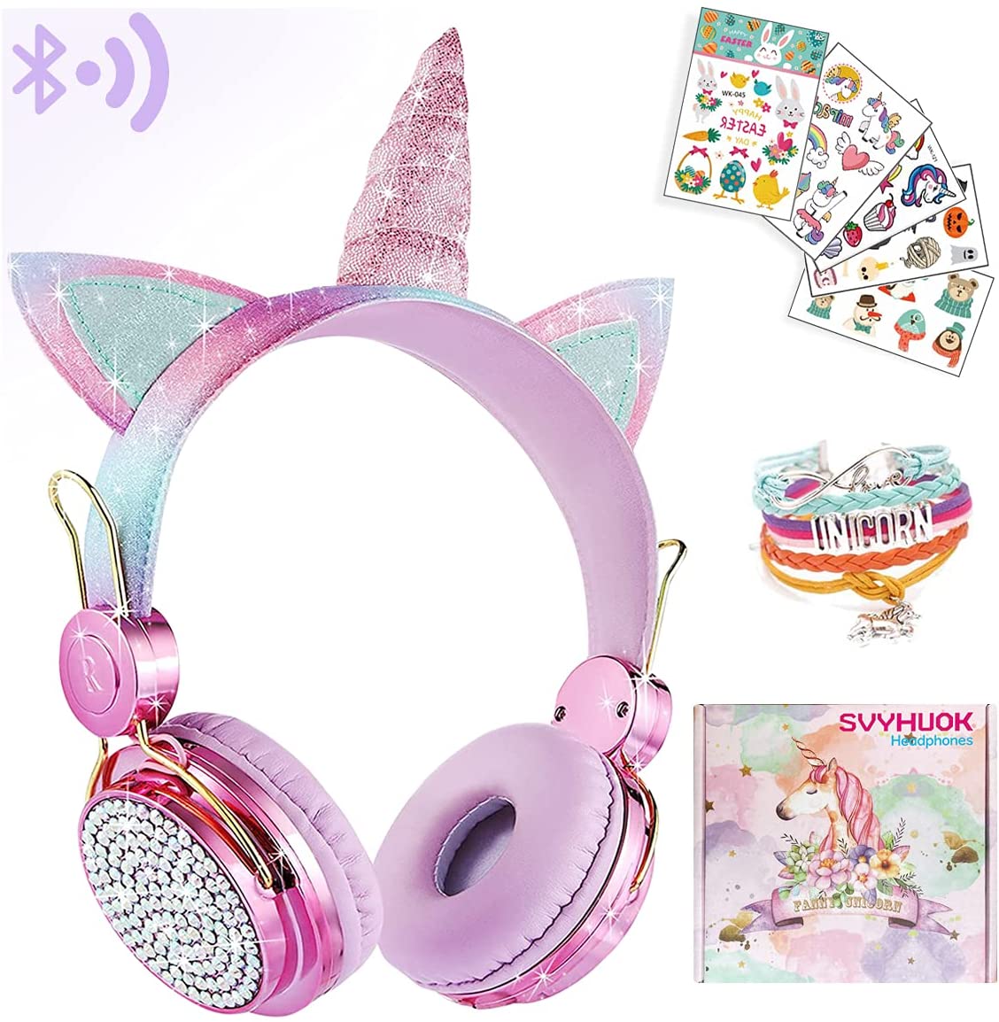 Casti Wireless idealStore UnicornMod, conexiune Bluetooth, Microfon incorporat, Panou de Control, Sunet Clar, Stereo, Dimensiuni Reglabile, Multicolor