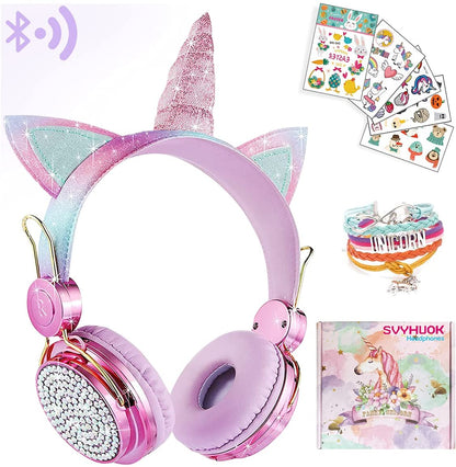 Casti Wireless idealStore UnicornMod, conexiune Bluetooth, Microfon incorporat, Panou de Control, Sunet Clar, Stereo, Dimensiuni Reglabile, Multicolor