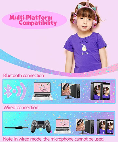 Casti Wireless idealStore UnicornMod, conexiune Bluetooth, Microfon incorporat, Panou de Control, Sunet Clar, Stereo, Dimensiuni Reglabile, Multicolor