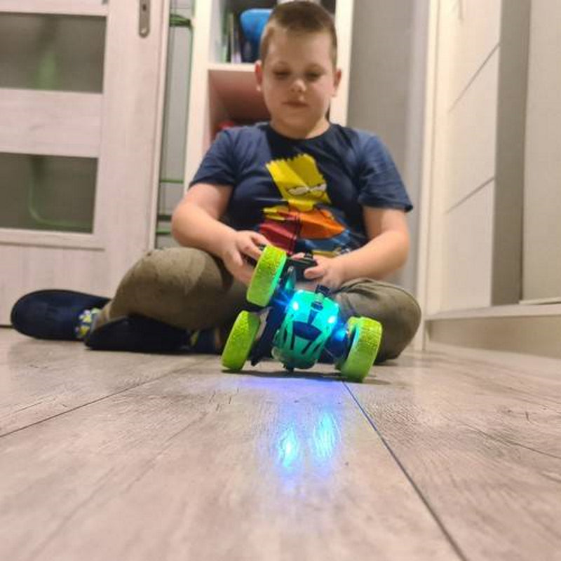 Masinuta Acrobatii cu Telecomanda idealStore CrazyAcroBat, cu Lumini, Rotatie 360, Roti din Cauciuc, Acumulator, incarcare USB, Viteza maxima 15km/h, Raza de actiune 30m