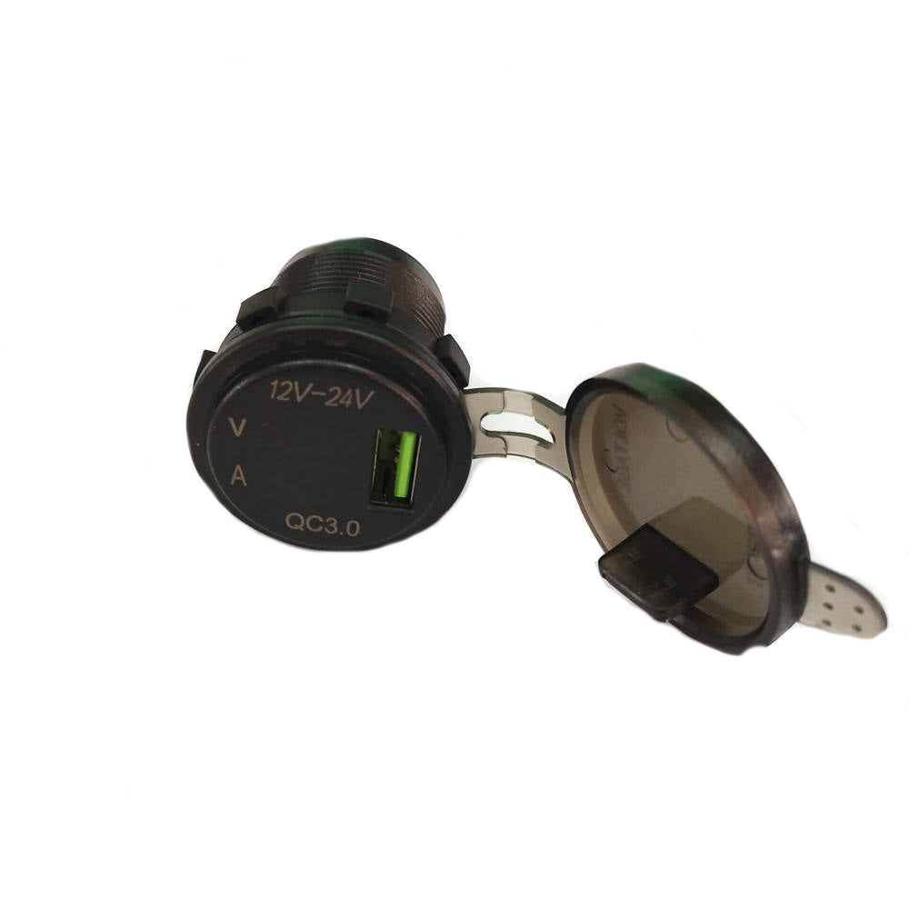 Mufa bord IdealStore cu incarcator USB QC3.0, voltmetru, 12-24V