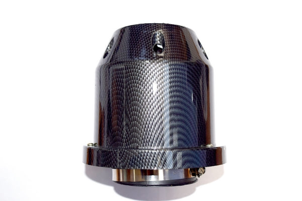 Filtru aer tuning IdealSTORE, cu carcasa carbon, Marime 15.5 cm, Diametru gaura racord 8.5 cm, Diametru total, 15 cm