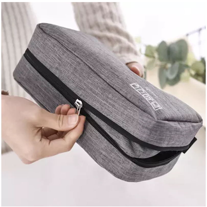 Geanta Cosmetice pentru Barbati idealSTORE, Trei Spatii de Depozitare, Carlig de Suspendare, Impermeabila, Inchidere cu Fermoar, cu Maner, Tesatura Oxford