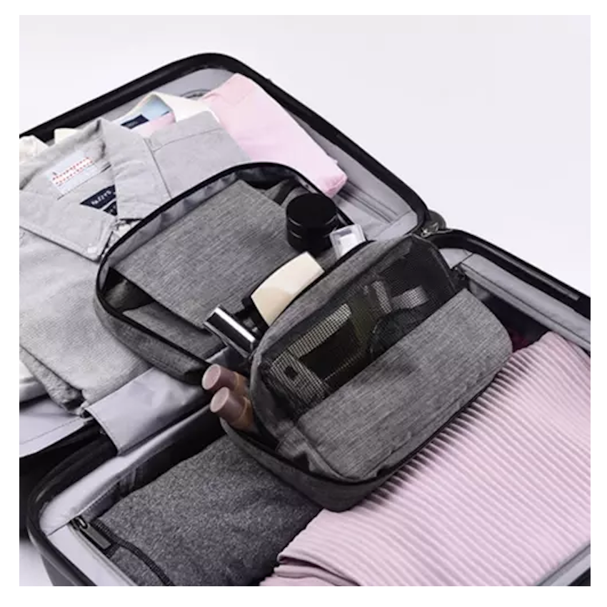 Geanta Cosmetice pentru Barbati idealSTORE, Trei Spatii de Depozitare, Carlig de Suspendare, Impermeabila, Inchidere cu Fermoar, cu Maner, Tesatura Oxford