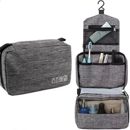 Geanta Cosmetice pentru Barbati idealSTORE, Trei Spatii de Depozitare, Carlig de Suspendare, Impermeabila, Inchidere cu Fermoar, cu Maner, Tesatura Oxford