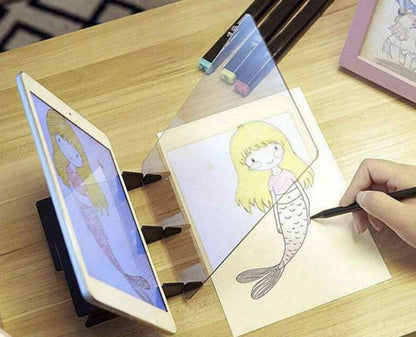 Proiector de Desen idealStore HelpToDraw, pentru Telefon sau Tableta, cu Creion, Coli, Design Compact, Dezvolta Abilitati de Desen si de Coordonare Ochi-Mana, Materiale de Inalta Calitate