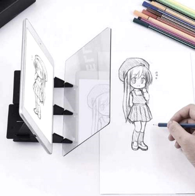 Proiector de Desen idealStore HelpToDraw, pentru Telefon sau Tableta, cu Creion, Coli, Design Compact, Dezvolta Abilitati de Desen si de Coordonare Ochi-Mana, Materiale de Inalta Calitate