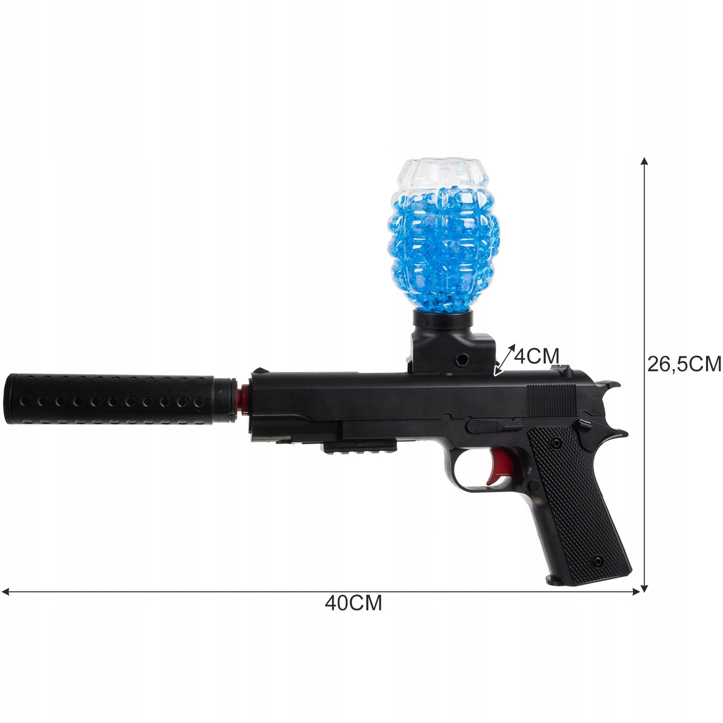 Pistol cu Bile Gel si Gloante din Spuma idealStore SuperWEAPON, cu Acumulator, 15 m Raza de Actiune, Contine 6000 bile Gel si 5 Gloante, Ochelari de Protectie, Cablu de incarcare