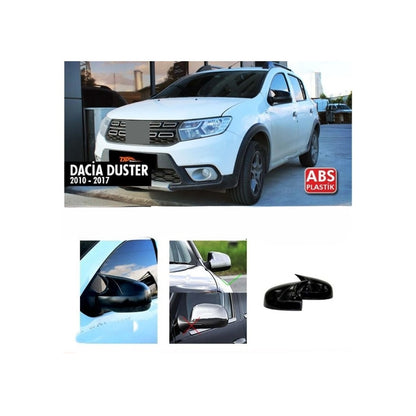 Set 2 Capace Oglinzi tip BATMAN idealSTORE pentru Dacia Duster Facelift 2010-2017, culoare Piano Black - Negru Lucios, Montaj Usor, Rezistent UV, Material Premium