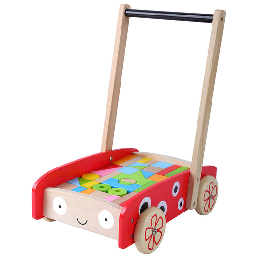 Impingator din LEMN cu Cuburi 2-in-1 IDL, SWEET COLOR FACE, Accesorizat cu 40 de Blocuri de Diferite FORME si CULORI pictate cu Vopsele Ecologice care permit Crearea a numeroase constructii unice oferind multe ore de distractie