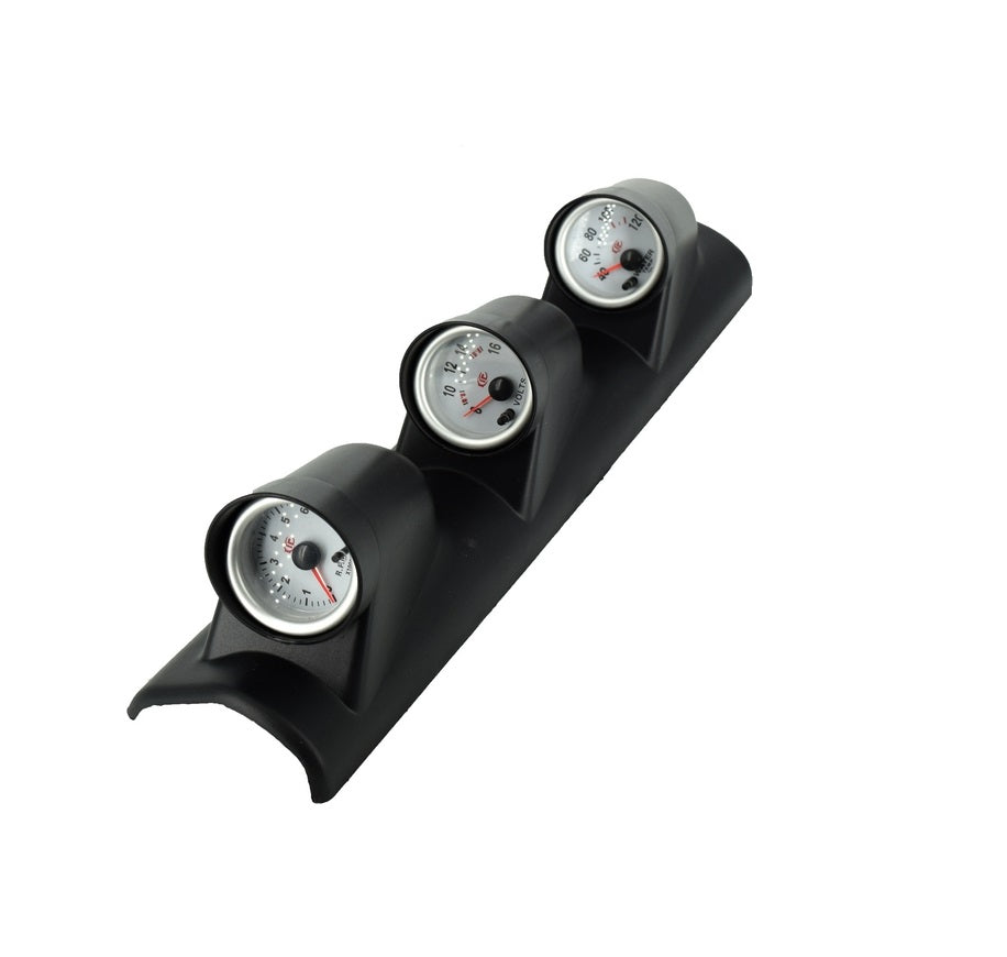 Suport stalp idealSTORE cu 3 ceasuri tuning, Lumina RGB, Dimensiune 44 x 9.5cm, Indica Voltaj, temperatura apa, turatie motor