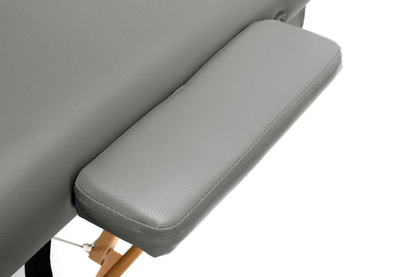 Masa de masaj pliabila idealSTORE, 2 segmente, Inaltime reglabila 62-84 cm, Piele ecologica moale, 2 cotiere laterale, Structura din lemn, Sarcina 250 KG, Rezistenta la uleiuri si apa, Include geanta de transport, Culoare Gri