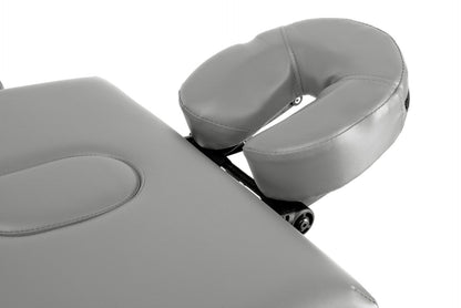 Masa de masaj pliabila idealSTORE, 2 segmente, Inaltime reglabila 62-84 cm, Piele ecologica moale, 2 cotiere laterale, Structura din lemn, Sarcina 250 KG, Rezistenta la uleiuri si apa, Include geanta de transport, Culoare Gri