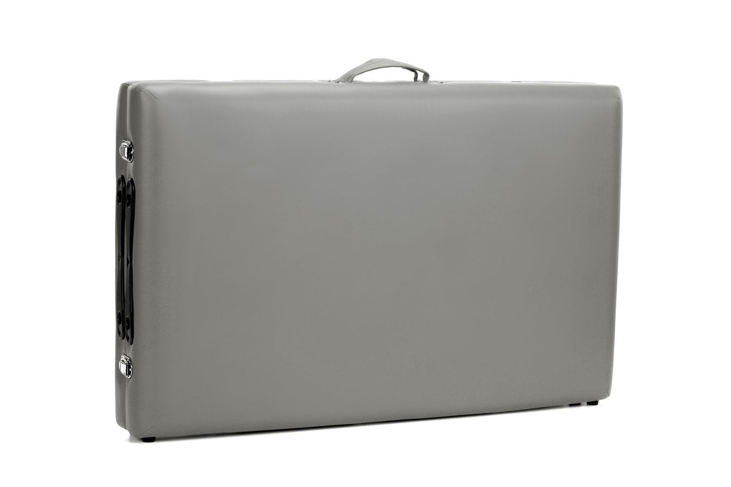 Masa de masaj pliabila idealSTORE, 2 segmente, Inaltime reglabila 62-84 cm, Piele ecologica moale, 2 cotiere laterale, Structura din lemn, Sarcina 250 KG, Rezistenta la uleiuri si apa, Include geanta de transport, Culoare Gri