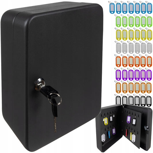 Cutie Depozitare Chei idealSTORE, din Fier, cu Incuietoare, Contine 48 Identificatori Colorati ce pot fi inscriptionati, Autocolante 1-48, 2 Chei de Acces, Kit de montaj inclus, Culoare Grafit Antic
