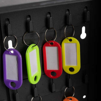 Cutie Depozitare Chei idealSTORE, din Fier, cu Incuietoare, Contine 30 Identificatori Colorati ce pot fi inscriptionati, Autocolante 1-30, 2 Chei de Acces, Kit de montaj inclus, Culoare Grafit