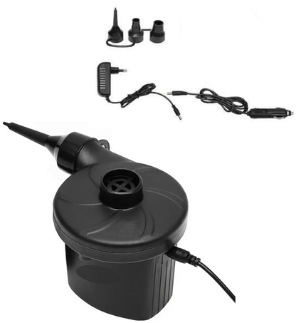 Pompa Electrica idealSTORE, Alimentare la Priza Bricheta Auto 12V si Priza 240V, cu 3 Duze pentru Umflat/Dezumflat Saltele, Piscine, Mingii, Jucarii Gonflabile, cu Intrerupator ON-OFF, Putere 50W