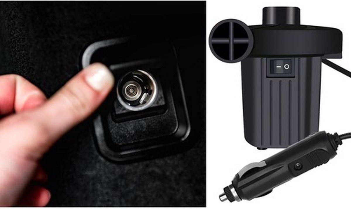 Pompa Electrica idealSTORE, Alimentare la Priza Bricheta Auto 12V si Priza 240V, cu 3 Duze pentru Umflat/Dezumflat Saltele, Piscine, Mingii, Jucarii Gonflabile, cu Intrerupator ON-OFF, Putere 50W