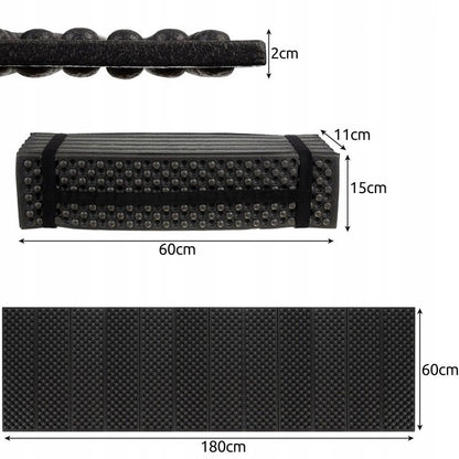 Covor Picnic Pliabil idealSTORE din Spuma XPE, Izolat Termic, Pentru Sol cu Denivelari, Material Rezistent, Pliabil cu Maner, Dimensiune 180 x 60 cm, culoare Negru