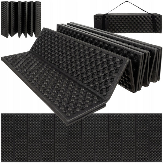 Covor Pliabil idealSTORE din Spuma XPE, pentru Drumetii, Pescuit, Camping, Izolat Termic, Pentru Sol cu Denivelari, Material Rezistent, Pliabil cu Maner, Dimensiune 180 x 60 cm, culoare Negru