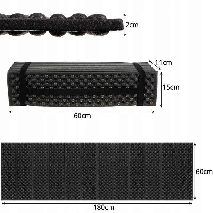 Covor Pliabil idealSTORE din Spuma XPE, pentru Drumetii, Pescuit, Camping, Izolat Termic, Pentru Sol cu Denivelari, Material Rezistent, Pliabil cu Maner, Dimensiune 180 x 60 cm, culoare Negru