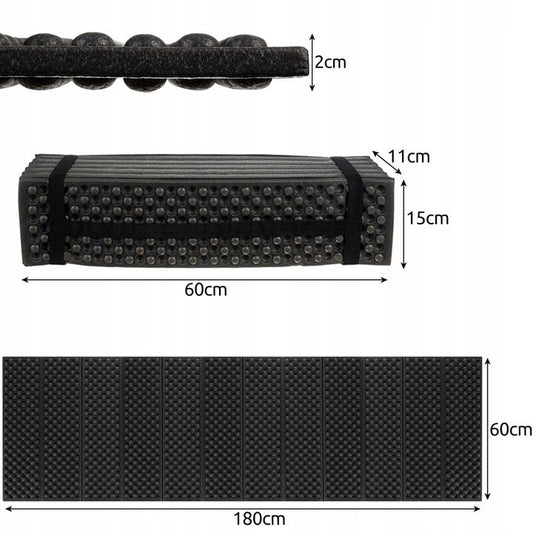 Covor Pliabil idealSTORE din Spuma XPE, pentru Drumetii, Pescuit, Camping, Izolat Termic, Pentru Sol cu Denivelari, Material Rezistent, Pliabil cu Maner, Dimensiune 180 x 60 cm, culoare Negru