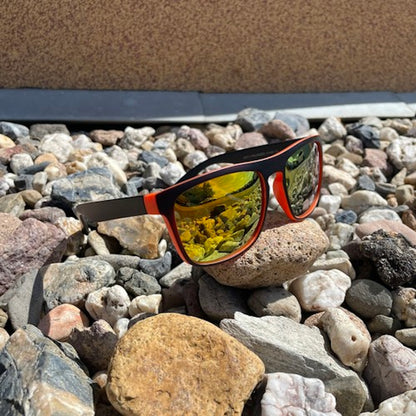 Ochelari de Soare SunGlasses idealSTORE Polarizati, Filtru UV 400, Lentile cu Efect de Oglinda, Amortizoare Flexibile, Lentile TAC, Categoria 3 de Nuantare, Saculet de Depozitare si Laveta de Curatare, Culoare Orange