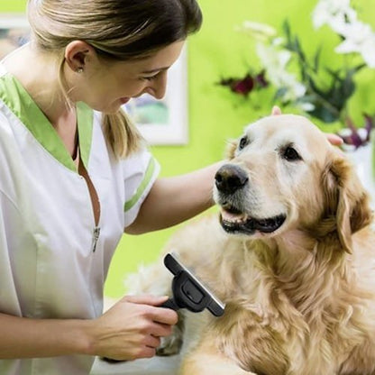 Perie de Par idealSTORE pentru Tuns Caini, Pisici, Animale, indeparteaza Parul Mort, Lama din Otel Inoxidabil, Constructie Solida, Posibilitate de a Detasa Lama