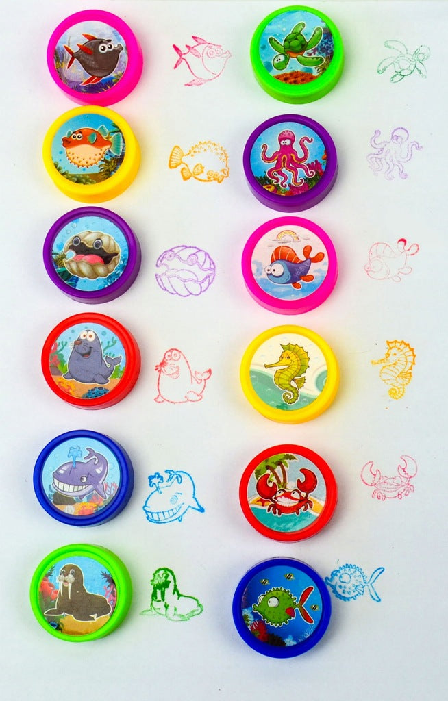 Set 60 de Stampile de Jucarie cu Animal Print idealSTORE, Usor De Spalat De Pe Piele, Stimularea Simturilor si Influenta Asupra Dezvoltarii Copilului, Multicolor