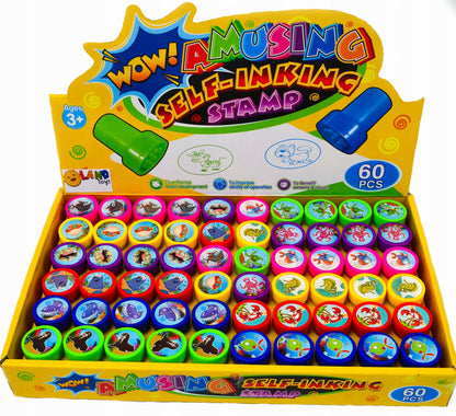 Set 60 de Stampile de Jucarie cu Animal Print idealSTORE, Usor De Spalat De Pe Piele, Stimularea Simturilor si Influenta Asupra Dezvoltarii Copilului, Multicolor