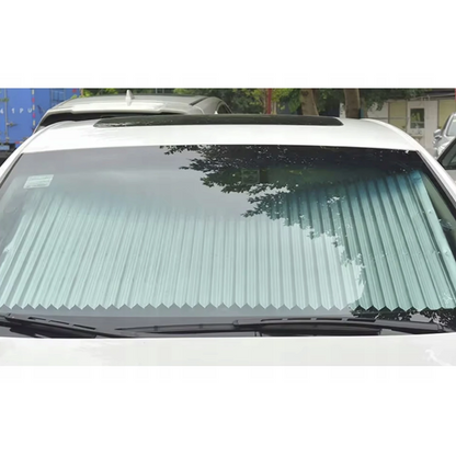 Parasolar Auto Retractabil idealStore, Prindere cu Ventuze, Latime Ajustabila, Pliere Stil Acordeon, Dimensiuni 150 x 65 cm, Strat Exterior din Aluminiu, Tratat UV