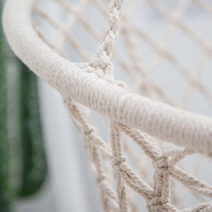 Leagan de Gradina Texty idealStore Crem, Dimensiuni 120 x 80, Cadru din Otel, Cordon din Bumbac, Design Moder, Materiale Durabile si Rezistente, Sarcina Maxima 150kg