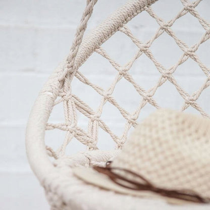 Leagan de Gradina Texty idealStore Crem, Dimensiuni 120 x 80, Cadru din Otel, Cordon din Bumbac, Design Moder, Materiale Durabile si Rezistente, Sarcina Maxima 150kg