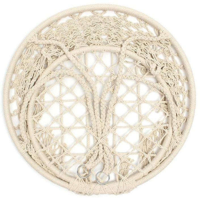 Leagan de Gradina Texty idealStore Crem, Dimensiuni 120 x 80, Cadru din Otel, Cordon din Bumbac, Design Moder, Materiale Durabile si Rezistente, Sarcina Maxima 150kg