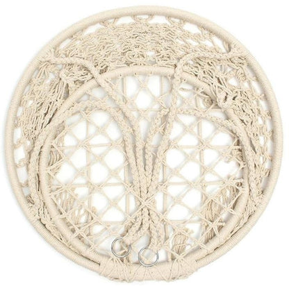 Leagan de Gradina Texty idealStore Crem, Dimensiuni 120 x 80, Cadru din Otel, Cordon din Bumbac, Design Moder, Materiale Durabile si Rezistente, Sarcina Maxima 150kg