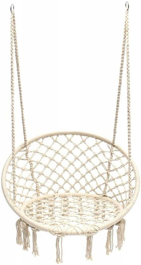 Leagan de Gradina Texty idealStore Crem, Dimensiuni 120 x 80, Cadru din Otel, Cordon din Bumbac, Design Moder, Materiale Durabile si Rezistente, Sarcina Maxima 150kg