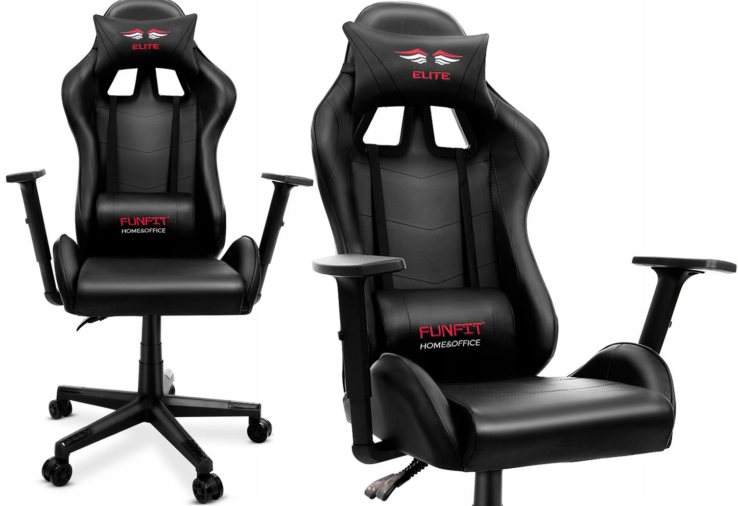 Scaun Gaming Reglabil cu mecanism TILT idealSTORE Elite COLLECTION, Asigura pozitia si confortul corect al corpului, Cotiere reglabile, Perna confortabila, Posibilitatea modificarii unghiului spatarului, Negru