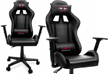 Scaun Gaming Reglabil cu mecanism TILT idealSTORE Elite COLLECTION, Asigura pozitia si confortul corect al corpului, Cotiere reglabile, Perna confortabila, Posibilitatea modificarii unghiului spatarului, Negru