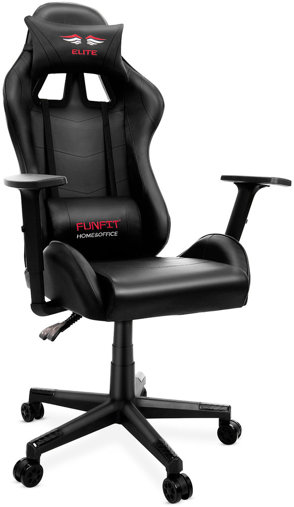 Scaun Gaming Reglabil cu mecanism TILT idealSTORE Elite COLLECTION, Asigura pozitia si confortul corect al corpului, Cotiere reglabile, Perna confortabila, Posibilitatea modificarii unghiului spatarului, Negru