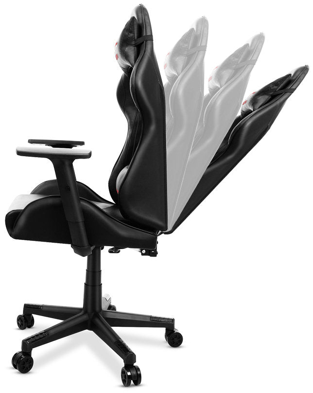Scaun Gaming Reglabil cu mecanism TILT idealSTORE Elite COLLECTION, Asigura pozitia si confortul corect al corpului, Cotiere reglabile, Perna confortabila, Posibilitatea modificarii unghiului spatarului, Negru