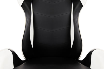 Scaun Gaming Reglabil cu mecanism TILT idealSTORE Elite COLLECTION, Asigura pozitia si confortul corect al corpului, Cotiere reglabile, Perne confortabile, Posibilitatea modificarii unghiului spatarului, Alb-Negru