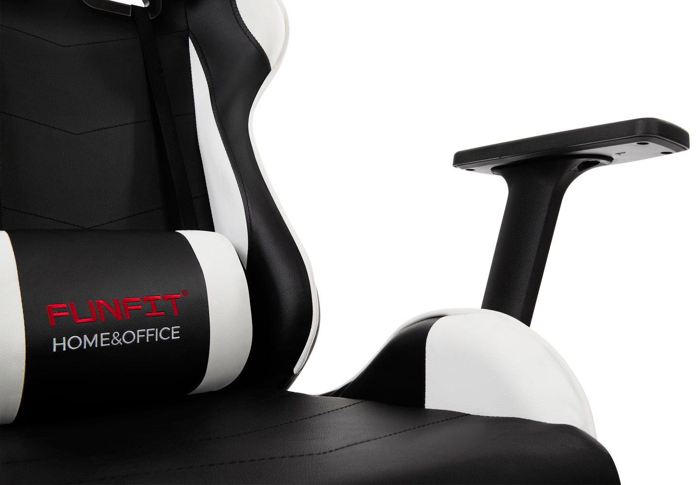 Scaun Gaming Reglabil cu mecanism TILT idealSTORE Elite COLLECTION, Asigura pozitia si confortul corect al corpului, Cotiere reglabile, Perne confortabile, Posibilitatea modificarii unghiului spatarului, Alb-Negru