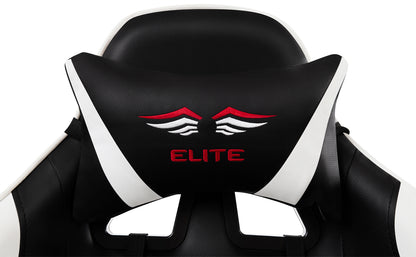 Scaun Gaming Reglabil cu mecanism TILT idealSTORE Elite COLLECTION, Asigura pozitia si confortul corect al corpului, Cotiere reglabile, Perne confortabile, Posibilitatea modificarii unghiului spatarului, Alb-Negru