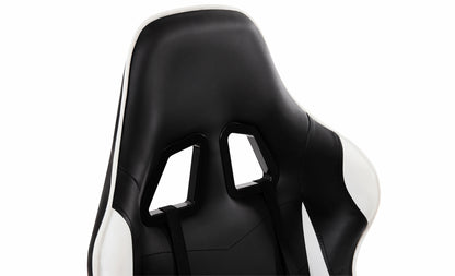 Scaun Gaming Reglabil cu mecanism TILT idealSTORE Elite COLLECTION, Asigura pozitia si confortul corect al corpului, Cotiere reglabile, Perne confortabile, Posibilitatea modificarii unghiului spatarului, Alb-Negru