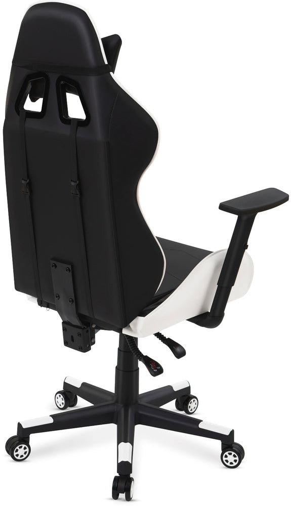 Scaun Gaming Reglabil cu mecanism TILT idealSTORE Elite COLLECTION, Asigura pozitia si confortul corect al corpului, Cotiere reglabile, Perne confortabile, Posibilitatea modificarii unghiului spatarului, Alb-Negru