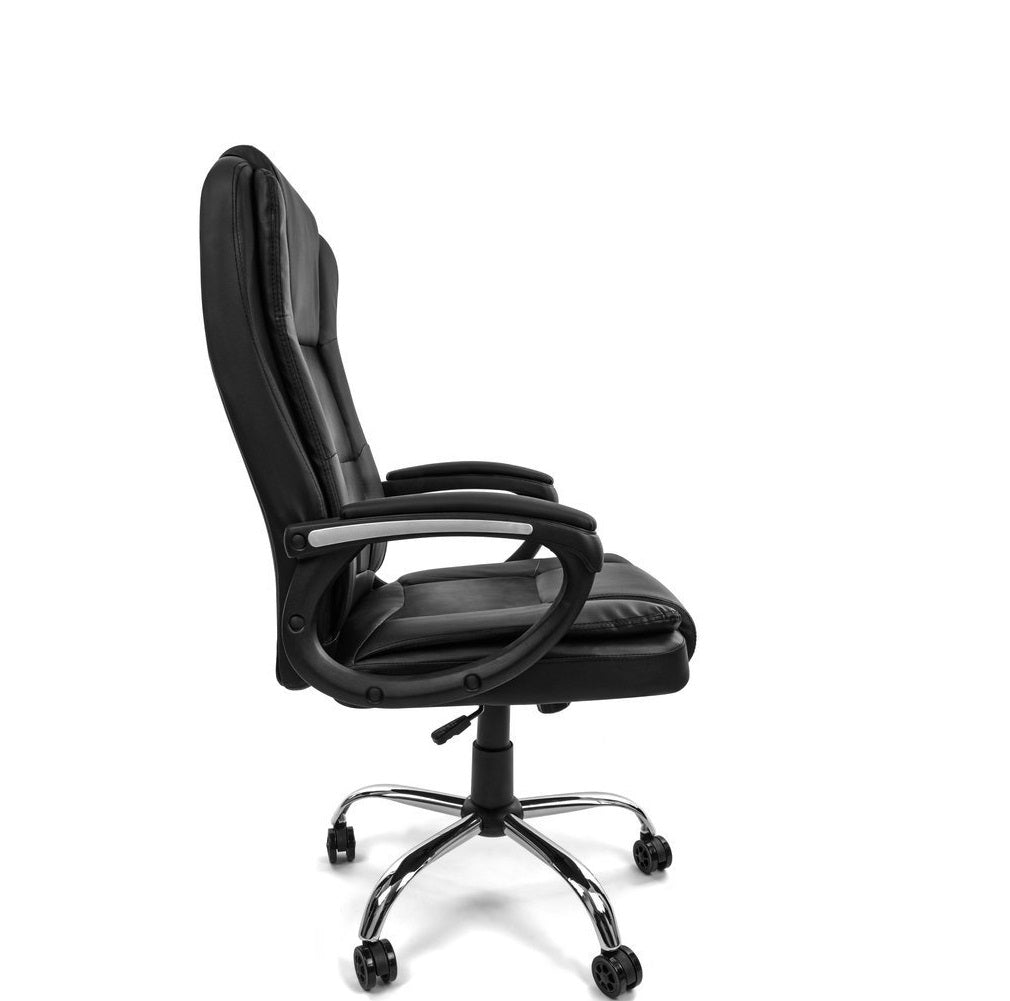 Scaun de birou Pivotant VIGO COLLECTION idealSTORE, Echipat cu spuma moale confortabila, roti cauciucate, Cotiere, Inaltime reglabila, Fabricat din piele ecologica, Sarcina maxima 130 kg