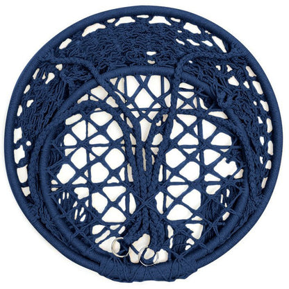 Leagan de Gradina Texty idealStore Albastru, Dimensiuni 120 x 80, Cadru din Otel, Cordon din Bumbac, Design Moder, Materiale Durabile si Rezistente, Sarcina Maxima 150kg