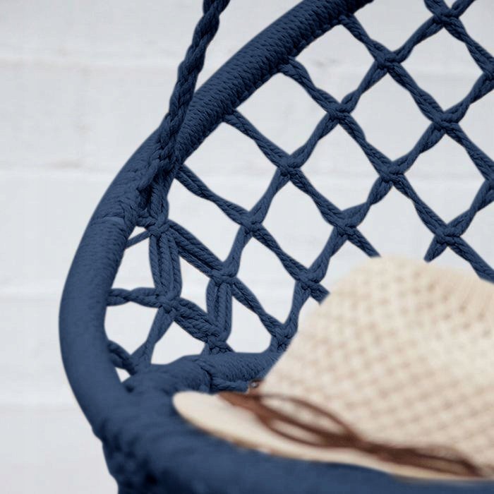 Leagan de Gradina Texty idealStore Albastru, Dimensiuni 120 x 80, Cadru din Otel, Cordon din Bumbac, Design Moder, Materiale Durabile si Rezistente, Sarcina Maxima 150kg