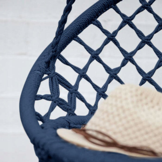 Leagan de Gradina Texty idealStore Albastru, Dimensiuni 120 x 80, Cadru din Otel, Cordon din Bumbac, Design Moder, Materiale Durabile si Rezistente, Sarcina Maxima 150kg